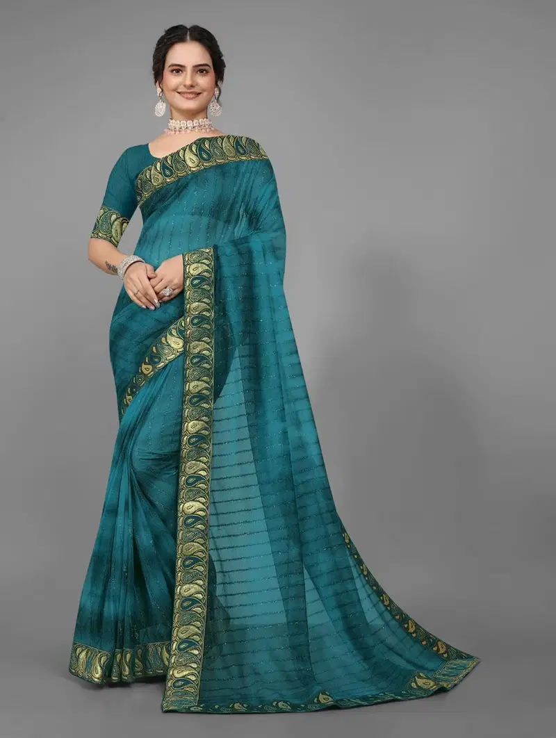 Murga fur Lace Border Lycra Printed Designer sarees Wholesale Shop In Surat